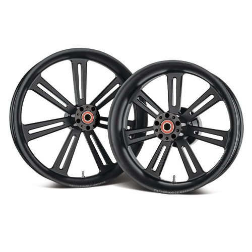 PartzBiz HD: 4407634-Performance Machine Black Sierra 21 Front & 18 Rear Wheels ABS Dual Disc 08-Up