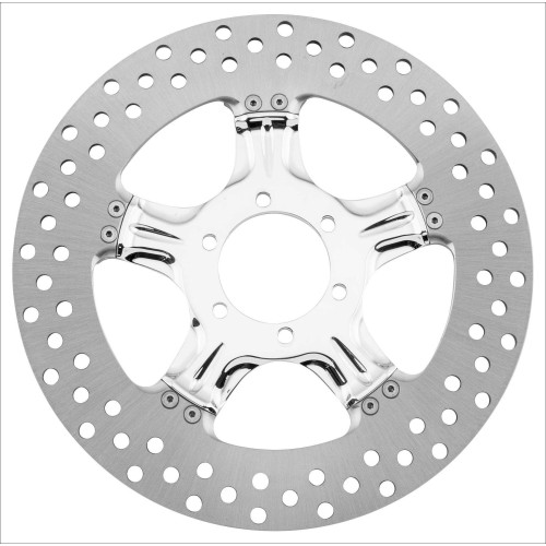 PartzBiz HD: 4407229-Performance Machine PM Wrath Chrome 11.8 โรเตอร์เบรกหลังขวา Harley | 0133-1802WRAS-CH