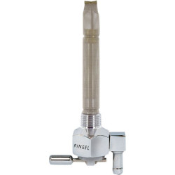 PartzBiz HD DSDS390213 - Pingel 6291-CH Power Flo Smooth Chrome HEX 180 Deg Down 3/8 NPT Petcock Harley | 6291-CH
