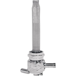 PartzBiz HD TR498640 - Pingel 6311-CF Power Flo Flamed Round Chrome 180 Deg Inward 22mm Petcock Harley | 6311-CF