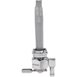 PartzBiz HD TR497072 - Pingel 6391-CH Power Flo Smooth Chrome HEX 180 Deg Down 22mm Petcock Harley | 6391-CH