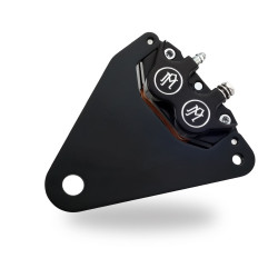 PartzBiz HD PM1266-0052-BM - PM Black Contrast Cut 4 Piston Rear Brake Caliper & Bracket for Harley Softail 84-87 - 1266-0052-BM