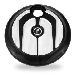 PartzBiz HD PM0200-2005SCA-BM - Performance Machine PM Black Contrast Cut Scallop Fuel Door for Harley FLH/FLT 08-up