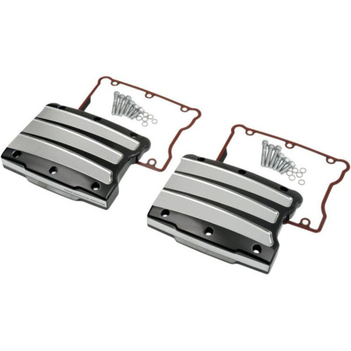 PartzBiz HD: 4407042-Performance Machine Black Platinum Cut Scallop Rocker Box Covers Harley Twin 99- | 0177-2021-BMP PartzBiz HD: 4407042-Performance Machine Black Platinum Cut Scallop Rocker Box Covers Harley Twin 99- | 0177-2021-BMP