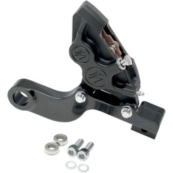 PartzBiz HD PM1257-0080-SMB - PM Black Ops 4 Piston Rear Brake Caliper for Harley Touring 08-14 W/ OEM Disc - 1257-0080-SMB