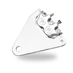 PartzBiz HD PM1266-0052-CH - PM Chrome 4 Piston Rear Brake Caliper & Bracket for Harley Softail 84-87 - 1266-0052-CH