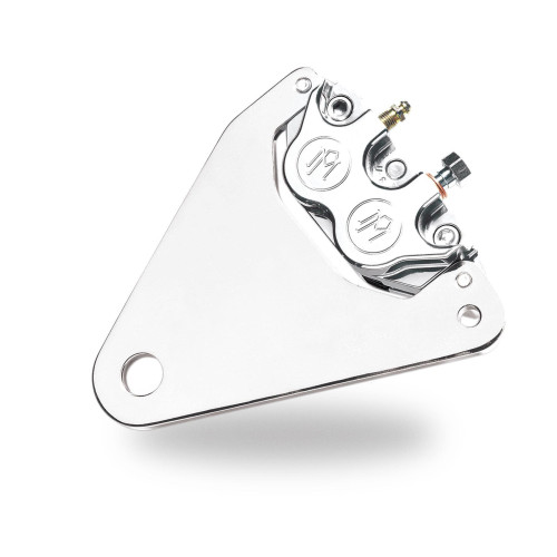 PartzBiz HD: 4407059-PM Chrome 4 Piston Rear Brake Caliper & Bracket for Harley Softail 84-87 - 1266-0052-CH