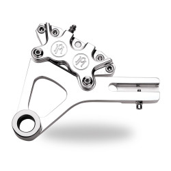 PartzBiz HD PM1259-0052-CH - PM Chrome 4 Piston Rear Brake Caliper for Harley Dyna 08-14 Models - 1259-0052-CH