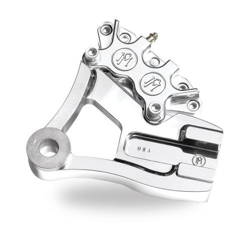 PartzBiz HD: 4407020-PM Chrome 4 Piston Rear Brake Caliper for Harley Dyna 91-99 Models - 1279-0052-CH