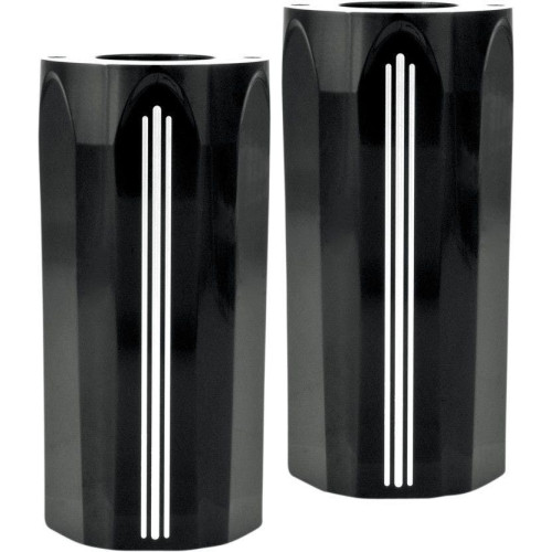 PartzBiz HD: 4407038-Performance Machine PM Black Tech Fork Boots ฝาครอบสไลเดอร์บน Harley 14-17 | 0208-2102-บีเอ็ม