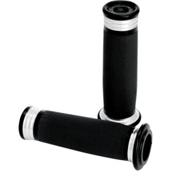 PartzBiz HD PM0063-2057-BM - Performance Machine PM Black Contrast Merc Hand Grips Harley Throttle By Wire | 0063-2057-BM