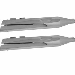 PartzBiz HD MU97123 - Power House All Chrome 4.5 Slip-On Mufflers Slash Tips Harley Dresser 85-16