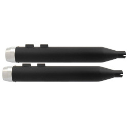 PartzBiz HD MU97102 - Power House Black 4.5 Slip-On Mufflers Chrome Tapered Tips Harley M8 17-Up