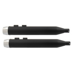 PartzBiz HD MU97112 - Power House Black 4" Slip-On Mufflers Chrome Tips Harley M8 17-Up