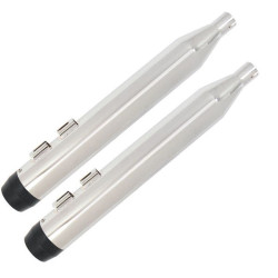 PartzBiz HD MU97121 - Power House Chrome 3.5" Slip-On Mufflers Slash Chrome Tip Harley Dresser 85-16