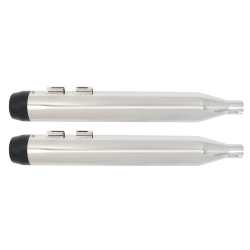 PartzBiz HD MU97105 - Power House Chrome 4.5 Slip-On Black Tapered Tips Harley M8 Touring 17-Up