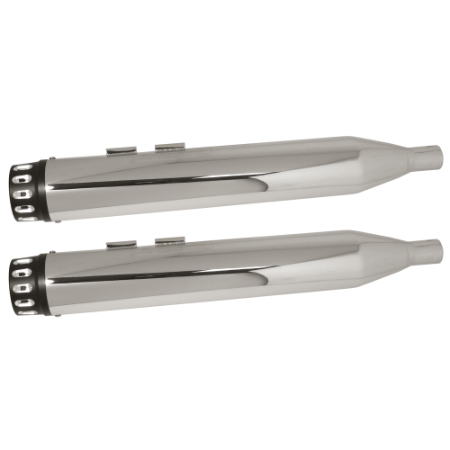 PartzBiz HD: 4406853-Power House Chrome 4.5 Slip-On Mufflers Black Tear Drop Tip Harley Dresser 85-16 PartzBiz HD: 4406853-Power House Chrome 4.5 Slip-On Mufflers Black Tear Drop Tip Harley Dresser 85-16