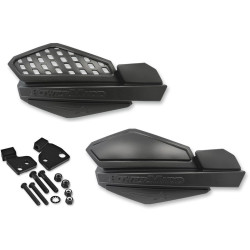 PartzBiz HD DS06351474 &  DS06351471 - PowerMadd Cobra Black Star Series แฮนด์การ์ดและชุดติดตั้ง Harley 14-16 Hydraulic