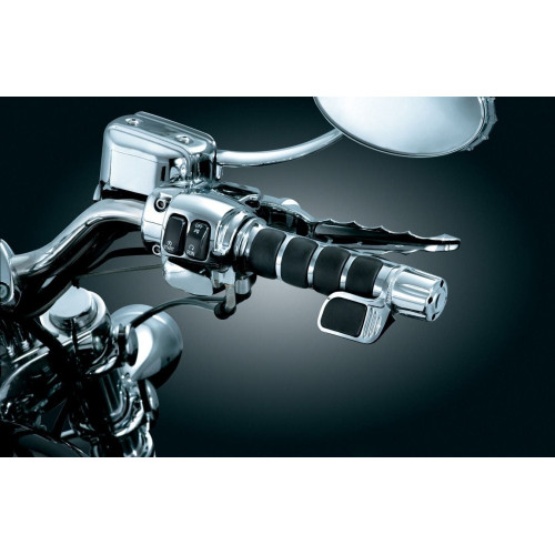 PartzBiz HD: 4406838-Kuryakyn Chrome Premium ISO Grips พร้อม Contour Throttle Boss Harley Cable Control | 6342