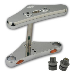 PartzBiz HD DS04080390 - Pro One 107110 Chrome 41MM 5‚∞ Rake Triple Tree w/ LED Lights HD FXST FXWG 84-10 การเปลี่ยนการอัพเกรดใหม่ที่ดีที่สุด คัสตอมชอปเปอร์ bobber โช้คหน้ารถจักรยานยนต์