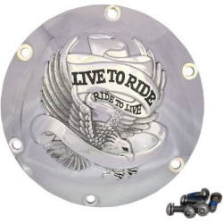 PartzBiz HD DS11070629 - Drag Specialties Chrome Live To Ride Derby Cover 6-Hole Harley Sportster 04-Up XL Sporty buy best for 883 1200 1107-0629 11070629
