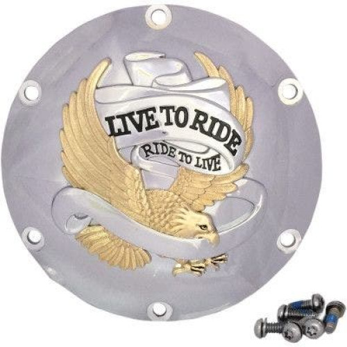 PartzBiz HD: 4406782-Drag Specialties Gold Live To Ride Derby Cover 6-Hole Harley Sportster 04-Up XL Sporty buy best for 883 1200 1107-0629 11070629