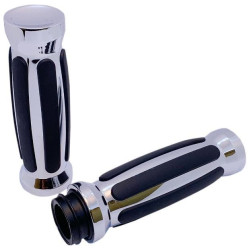 PartzBiz HD DS06302631 - Pro-One 490001 Chrome ด้ามจับยางตรงแบบกำหนดเอง TBW Harley Big Twin 08-20