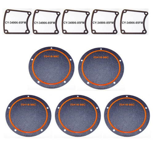 PartzBiz HD: 4406665-5 Derby Cover 25416-99FM & 5 Inspection Cover 34906-85FM Gaskets Harley Twin Cam Models