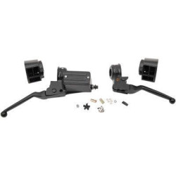 PartzBiz HD DS06102148 - Drag Black 11/16" Master Cylinder Handlebar Control Kit Harley Big Twin FX 84-95 0610-2148 06102148 dyna glide wide electra road street king sportster sporty mechanical hydraulic disc single dual Harley Davidson Softail Fat Boy Slim FLSS FLSTFBS Cust