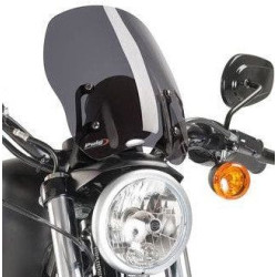 PartzBiz HD DS23120492 - Puig 9283F Dark Smoke New Generation Naked Windscreen Harley Sportster XL 04-17 sporty iron 883 1200 nightster roadster replacement upgrade wind flyscreen