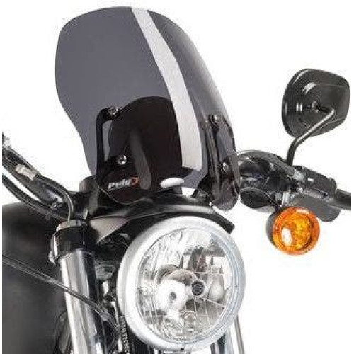 PartzBiz HD: 4406243-Puig 9283F Dark Smoke New Generation Naked Windscreen Harley Sportster XL 04-17 sporty iron 883 1200 nightster roadster replacement upgrade wind flyscreen