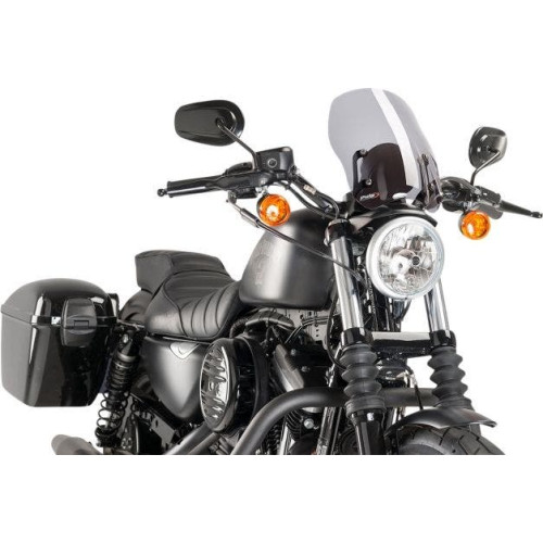 PartzBiz HD: 4406244-Puig 9283H Smoke New Generation Naked Windscreen Harley Sportster XL 04-17 sporty iron 883 1200 nightster roadster replacement upgrade wind flyscreen