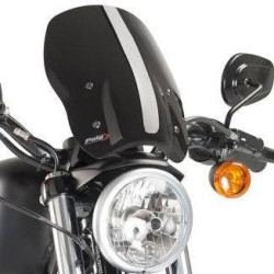 PartzBiz HD DS23120494 - Puig 9283N สีดำ New Generation Naked Windscreen Harley Sportster XL 04-17 sporty iron 883 1200 nightster roadster replacement upgrade wind flyscreen