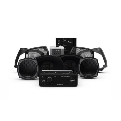 PartzBiz HD: 4404987-Rockford Fosgate Stage 3 Radio 400 Watt Amp 4 Speaker Audio System Harley FLH FLHX Electra Street Glide 98-13 Stereo Bluetooth Aux Sirius XM Pandora Digital Media Reciever Power Marine 4 channel 4 ohm 2 ohm Amplifier 6.5 6x9 Coaxial 8 AWG Upgrade Kit