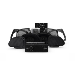 PartzBiz HD RF-HD9813RG-STAGE3 - Rockford Fosgate Stage 3 400 Watt Amp 4 Speaker Radio Audio System Harley FLTR Road Glide 98-13 Stereo Bluetooth Aux Sirius XM Pandora Radio Digital Media Reciever Power Marine 4 channel 4 ohm 2 ohm Amplifier 6.5 6x9 Coaxial 8 AWG Upgrade Kit
