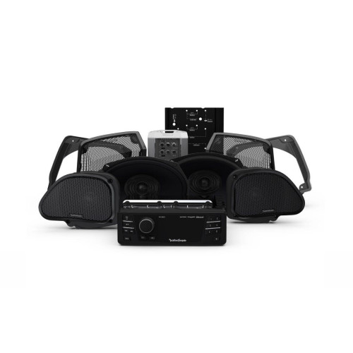PartzBiz HD: 4404988-Rockford Fosgate Stage 3 400 Watt Amp 4 Speaker Radio Audio System Harley FLTR Road Glide 98-13 Stereo Bluetooth Aux Sirius XM Pandora Radio Digital Media Reciever Power Marine 4 channel 4 ohm 2 ohm Amplifier 6.5 6x9 Coaxial 8 AWG Upgrade Kit