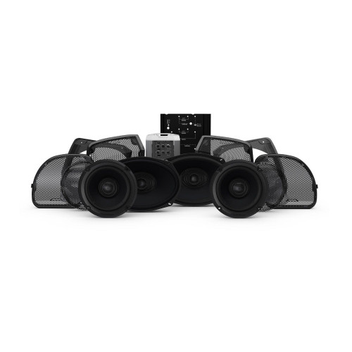 PartzBiz HD: 4404908-Rockford Fosgate Stage 3 400W Amp 4 Speaker Radio Audio Kit Harley Davidson FLTRXS FLHXS FLHX 14-Up Road Street Electra Glide Limited Stereo Bluetooth Aux Sirius XM Pandora Receiver Power Marine 4 channel Amplifier 6.5 5x7 Coaxial 8 AWG Upgrade