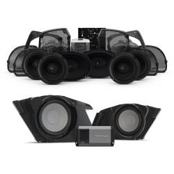 PartzBiz HD RF-HD14U-STAGE3 & RF-HD14-SBSUB - Rockford Fosgate Stage 3 400W Amp 6 Speaker Radio Audio Kit Harley Davidson Ultra 14-Up Road Street Electra Glide Limited Stereo Bluetooth Aux Sirius XM Pandora Digital Media Receiver Power Marine 4 channel Amplifier 6.5 5x7 Coaxial 8 AWG Upgrade Kit