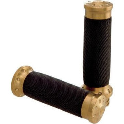 PartzBiz HD PM0063-2031 - Roland Sands Design RSD Brass Tracker Billet Hand Grips Harley Throttle By Wire | 0063-2031