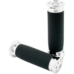 PartzBiz HD PM0063-2022-CH - Roland Sands Design RSD Chrome Tracker Billet Hand Grips Harley TBW 08-17 | 0063-2022-ช
