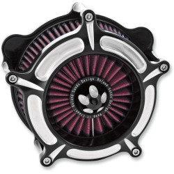 PartzBiz HD PM0206-2039-BM - Roland Sands RSD Black Contrast Cut Turbine เครื่องฟอกอากาศ Harley 91-19 XL CV EFI | 0206-2039-บีเอ็ม