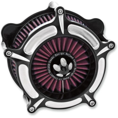 PartzBiz HD: 4404802-Roland Sands RSD Black Contrast Cut Turbine เครื่องฟอกอากาศ Harley 08-17 TBW Twin Cam | 0206-2038-บีเอ็ม