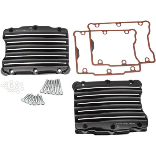 PartzBiz HD: 4404748-Roland Sands RSD Nostalgia Black Contrast Rocker Box Covers Harley T/C 99-15 | 0177-2018-BH