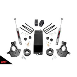 PartzBiz HD RT-12130 - Rough Country 12130 3.5” Lifted Knuckle 2014-2018 Chevy Silverado Sierra 1500 4wd 4x4 GMC ระบบกันสะเทือนใหม่ที่ดีที่สุด ระบบกันสะเทือน บล็อก Axles Spacers N3 อัพเกรด High Country LTZ Z71