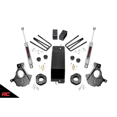 PartzBiz HD: 4404681-Rough Country 12130 3.5” Lifted Knuckle 2014-2018 Chevy Silverado Sierra 1500 4wd 4x4 GMC ระบบกันสะเทือนใหม่ที่ดีที่สุด ระบบกันสะเทือน บล็อก Axles Spacers N3 อัพเกรด High Country LTZ Z71