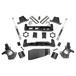 PartzBiz HD RT-23630 - Rough Country 23630 ชุดยกช่วงล่าง 6” N3 Shocks 07-13 Chevy Silverado GMC Sierra 1500 4WD การอัพเกรดใหม่ที่ดีที่สุด แรงกระแทกทดแทน บล็อกข้อนิ้วแบบ crossmember