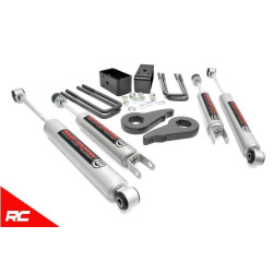 PartzBiz HD RT-28330 - Rough Country 28330 2.5 ”Leveling Kit 1999-2006 Silverado Sierra W/N3 Shocks GMC ChevyรถบรรทุกSuspension Shocks Torsion Keys Leaf Spring Blocks U BoltsอัพเกรดBest Newด้านหน้าด้านหลังSuspension