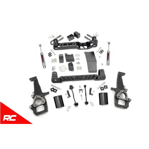 PartzBiz HD: 4404662-Rough Country 32730 ชุดยก 6” 2006-2008 Dodge Ram 1500 4WD ระบบกันสะเทือน 4x4 อัพเกรดใหม่ที่ดีที่สุด ออฟโร้ด laramie Log Horn แตรใหญ่ Limuted SXT ST Shocks Crossmember Knuckles Blocks