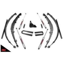 PartzBiz HD RT-50130 - Rough Country 50130 ชุดยก 4” พร้อมโช๊ค N3 99-04 Ford Super Duty F250 F350 4WD Super Duty ดีเซล Power stroke 4wd 4x4 Offroad อัพเกรดพวงมาลัยใหม่ที่ดีที่สุด โช๊คอัพ ระบบกันสะเทือนแบบแหนบ