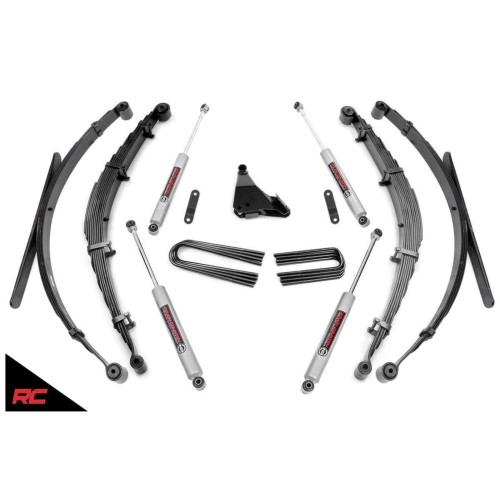 PartzBiz HD: 4404644-Rough Country 50130 ชุดยก 4” พร้อมโช๊ค N3 99-04 Ford Super Duty F250 F350 4WD Super Duty ดีเซล Power stroke 4wd 4x4 Offroad อัพเกรดพวงมาลัยใหม่ที่ดีที่สุด โช๊คอัพ ระบบกันสะเทือนแบบแหนบ